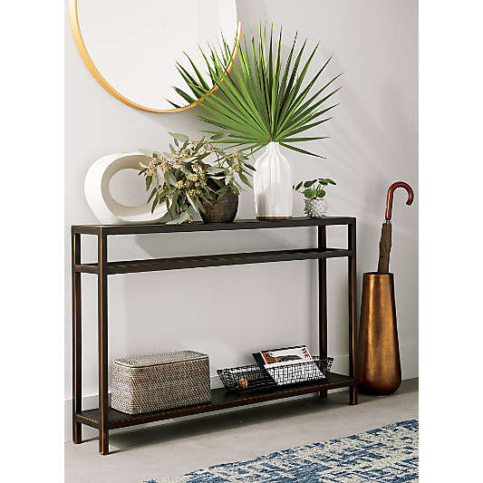 Echelon 48" Rectangular Bronze Iron Console Table with Shelf