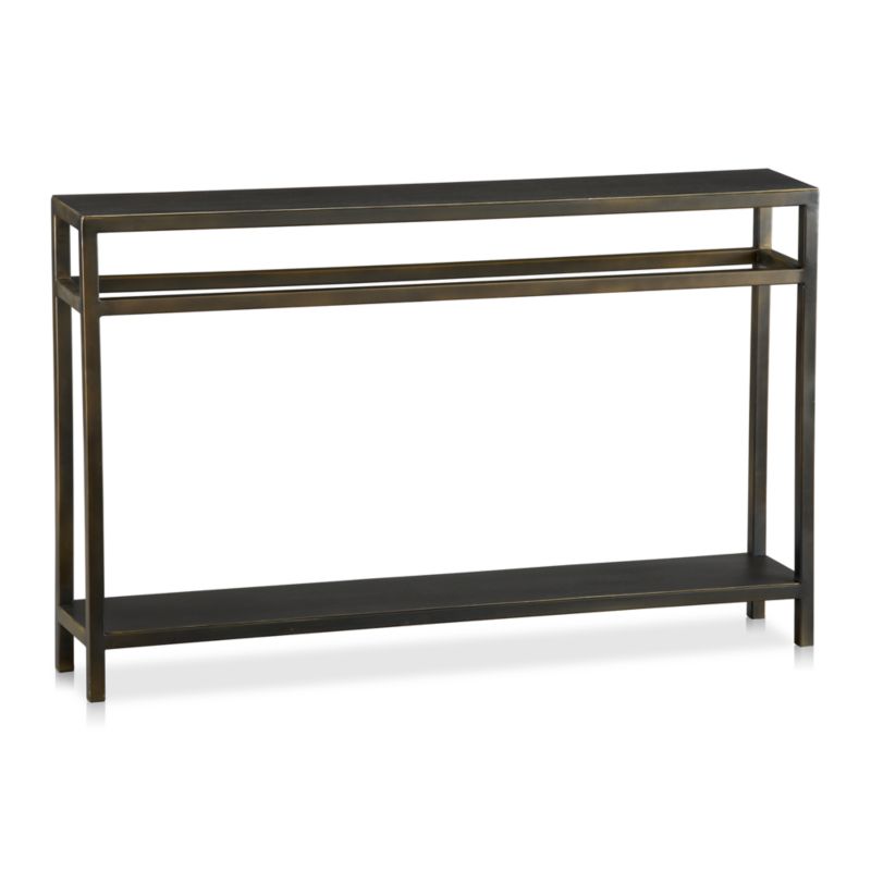 Echelon 48" Rectangular Bronze Iron Console Table with Shelf - image 8 of 13