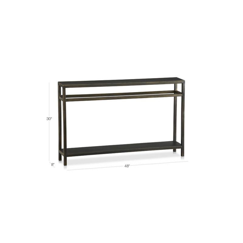 View Echelon 48" Rectangular Bronze Iron Console Table with Shelf - image 2 of 13