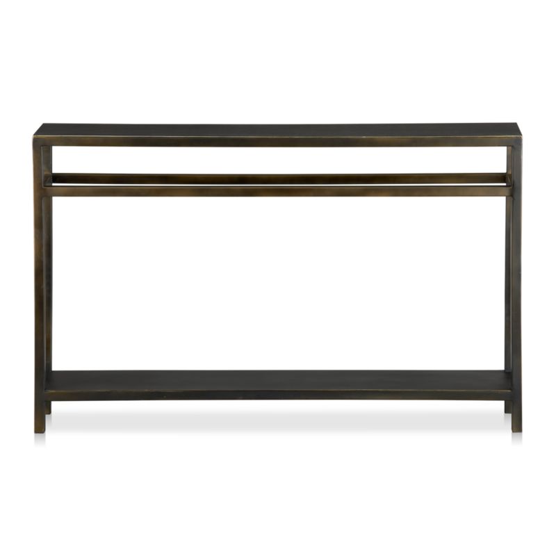 Echelon 48" Rectangular Bronze Iron Console Table with Shelf - image 5 of 13