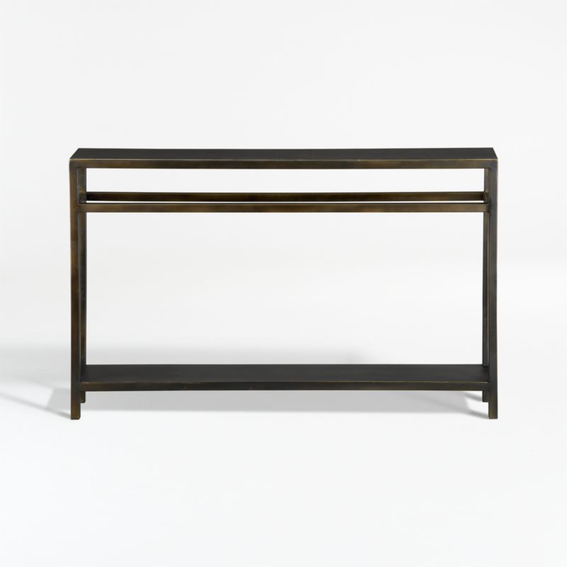 Echelon 48" Rectangular Bronze Iron Console Table with Shelf - image 2 of 13