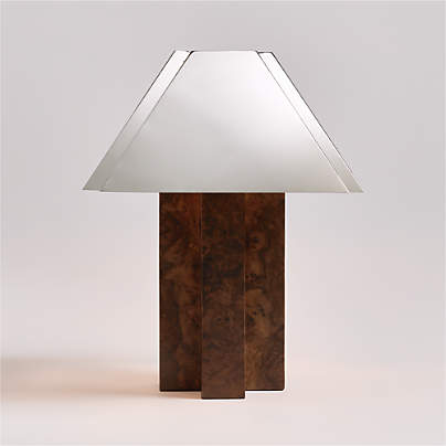 Eclat Burl Wood Table Lamp with Metal Shade 21"