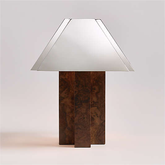 Eclat Burl Wood Table Lamp with Metal Shade 21"
