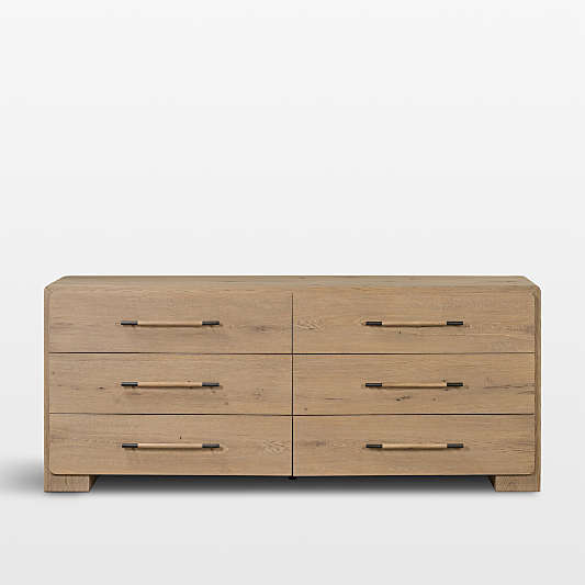 Eden 77" Oak Wood 6-Drawer Dresser