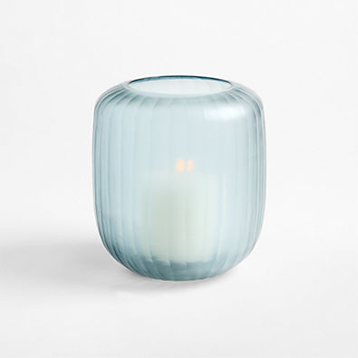 View Eden Small Blue Fluted Glass 7" Hurricane details