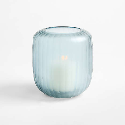 Eden Small Blue Fluted Glass 7" Hurricane