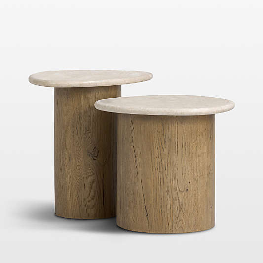 Eden Cappuccino Marble Nesting End Table