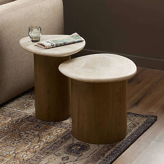 Eden Cappuccino Marble Nesting End Table