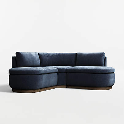 Edendale Blue Upholstered Double L-Shaped Loveseat Storage Dining Banquette