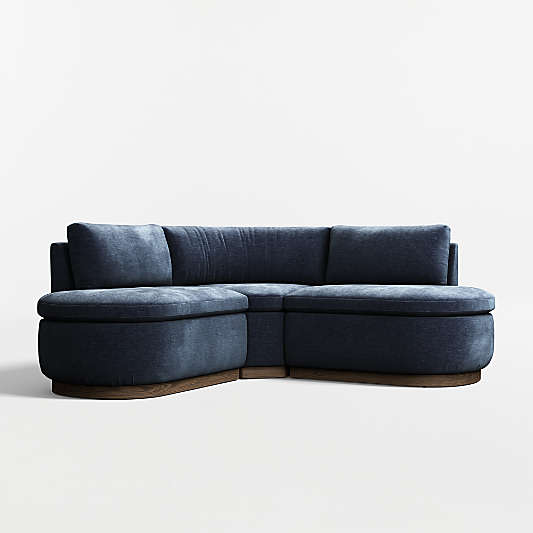 Edendale Blue Upholstered Double L-Shaped Loveseat Storage Dining Banquette