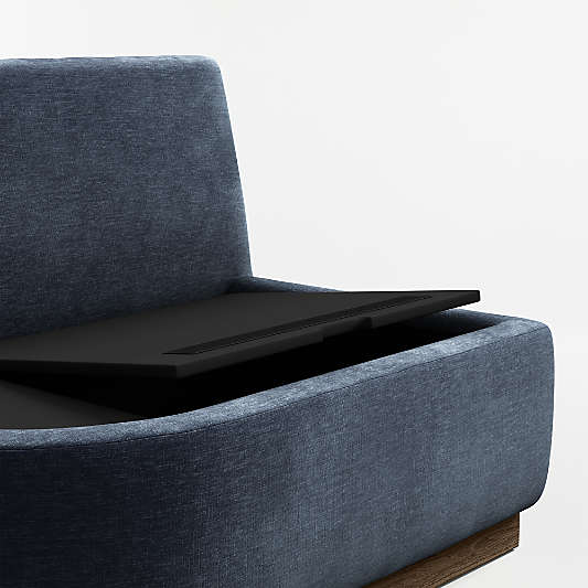 Edendale Blue Upholstered Left-Arm Storage Dining Banquette