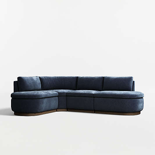 Edendale Blue Upholstered L-Shaped Loveseat Storage Dining Banquette