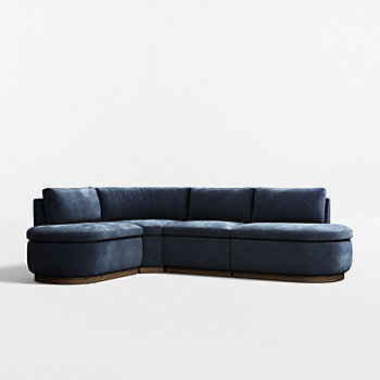 Edendale Blue Upholstered Double L-Shaped Loveseat Storage Dining