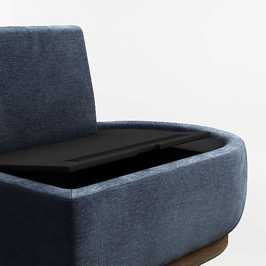 Edendale Blue Upholstered Right-Arm Storage Dining Banquette