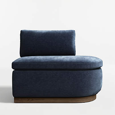 Edendale Blue Upholstered Right-Arm Storage Dining Banquette