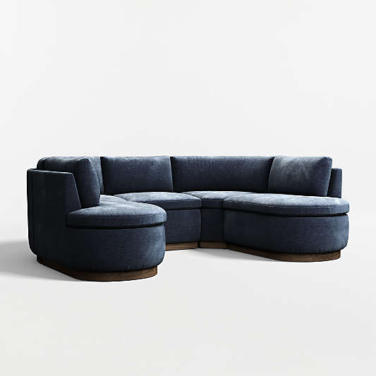 Edendale Blue Upholstered U-Shaped Storage Dining Banquette