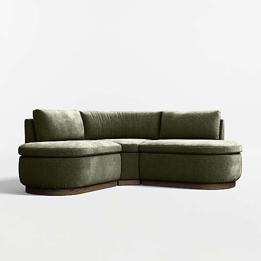 Edendale Green Upholstered Double L-Shaped Loveseat Storage Dining Banquette