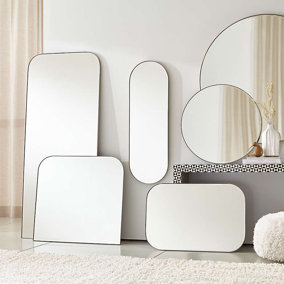 Edge Black Arch Floor Mirror Reviews, Rectangle Mirror With Curved Edges