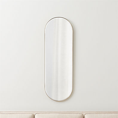 View Edge Small Brass Capsule Wall Mirror 16"x48" details