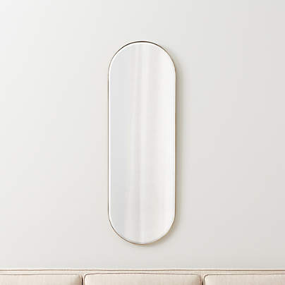 Edge Small Brass Capsule Wall Mirror 16"x48"