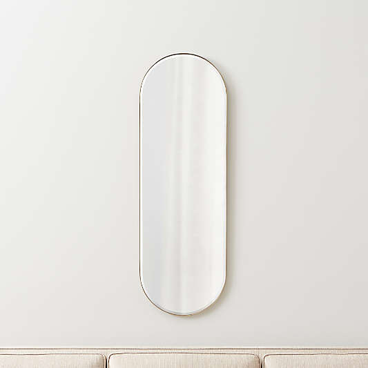 Edge Small Brass Capsule Wall Mirror 16"x48"