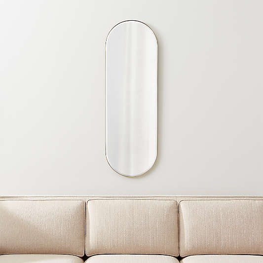 Edge Small Brass Capsule Wall Mirror 16"x48"