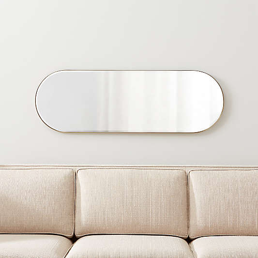 Edge Small Brass Capsule Wall Mirror 16"x48"