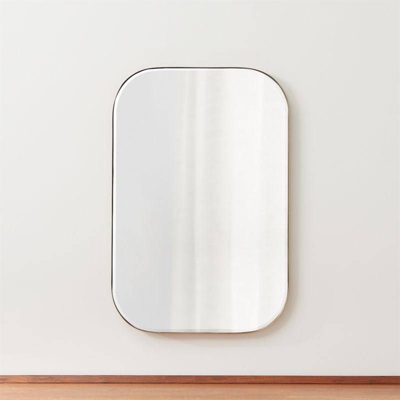 Edge Medium Brass Rounded Rectangle Wall Mirror 36"x24" - image 5 of 13