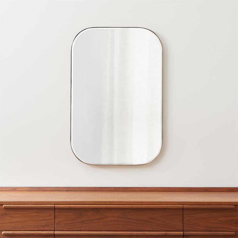 Edge Medium Brass Rounded Rectangle Wall Mirror 36"x24" - image 4 of 13