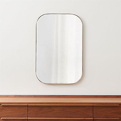 View Edge Medium Brass Rounded Rectangle Vanity Mirror 36"x24" details