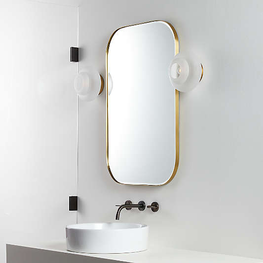 Edge Medium Brass Rounded Rectangle Vanity Mirror 36"x24"
