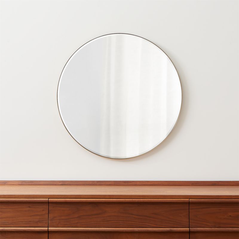 Edge Small Brass Round 30" Wall Mirror