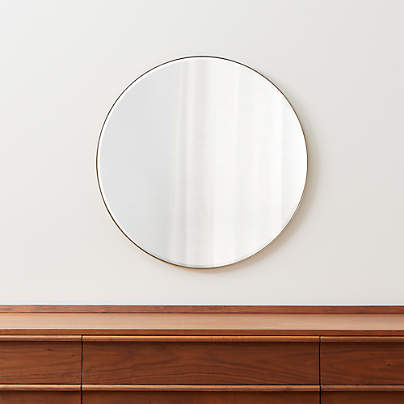 Edge Small Brass Round Wall Mirror 30"