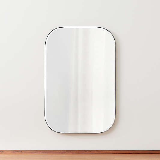 Edge Medium Silver Rounded Rectangle Wall Mirror 36"x24"