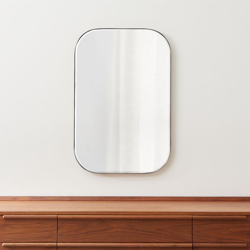 Edge Medium Silver Rounded Rectangle Wall Mirror 36"x24" - image 3 of 11