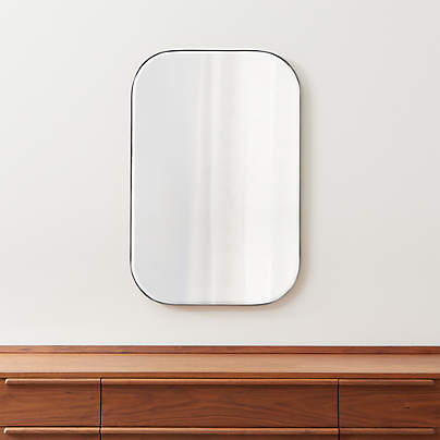 Edge Medium Silver Rounded Rectangle Vanity Mirror 36"x24"