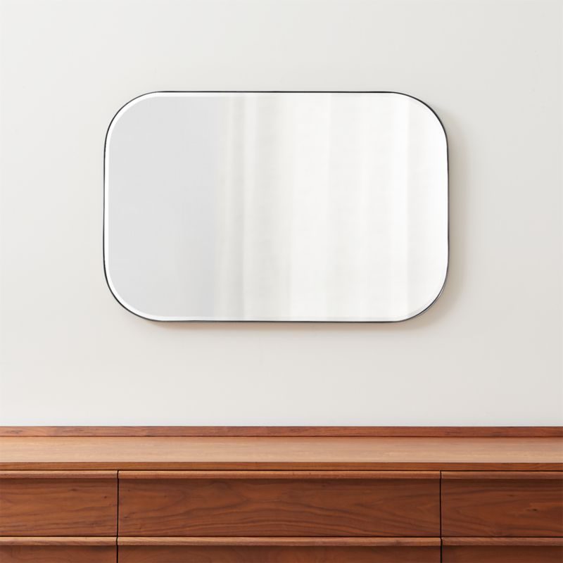 Edge Medium Silver Rounded Rectangle Wall Mirror