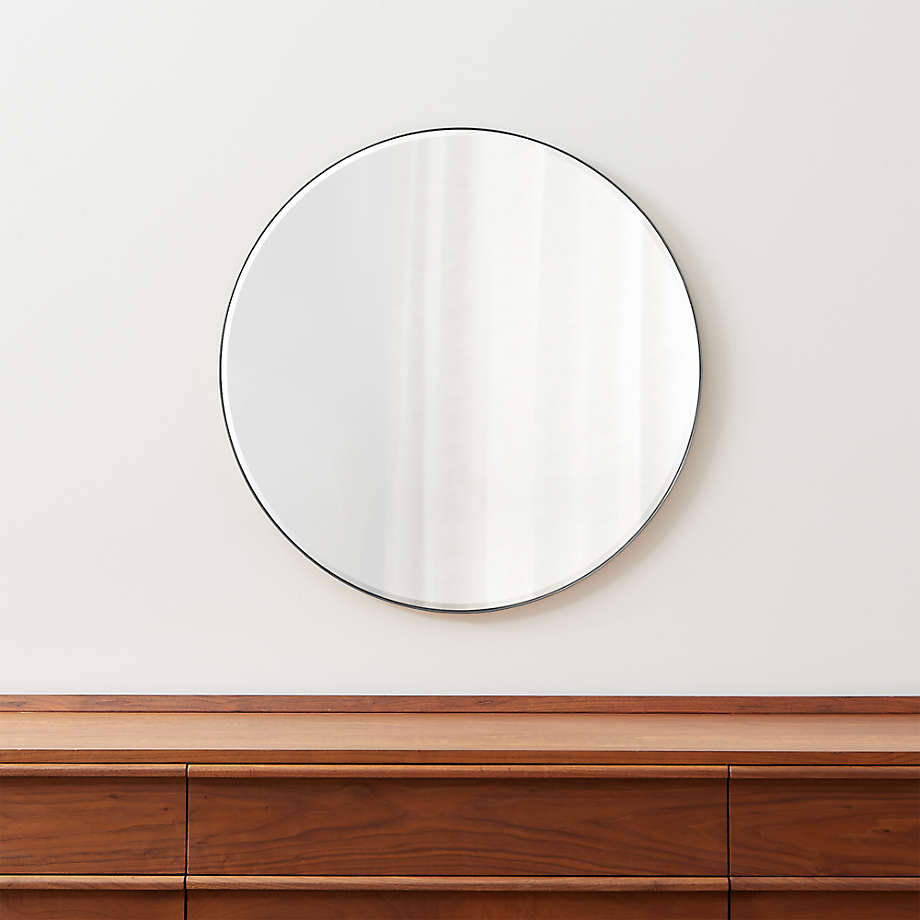 Edge Silver Round 30 Wall Mirror, Brushed Nickel Oval Vanity Mirror