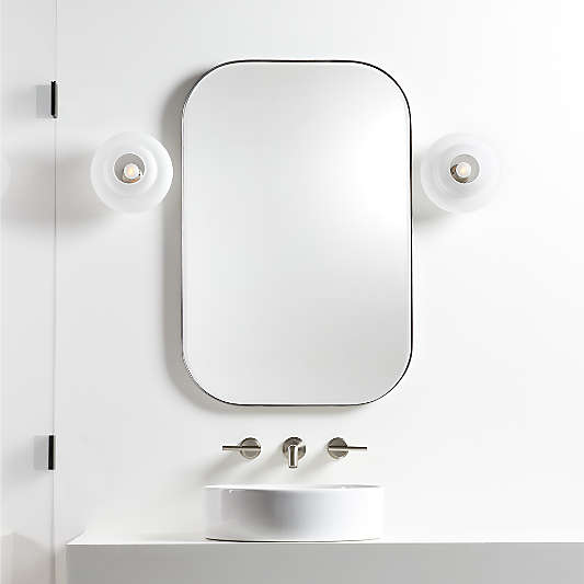 Edge Medium Silver Rounded Rectangle Vanity Mirror 36"x24"