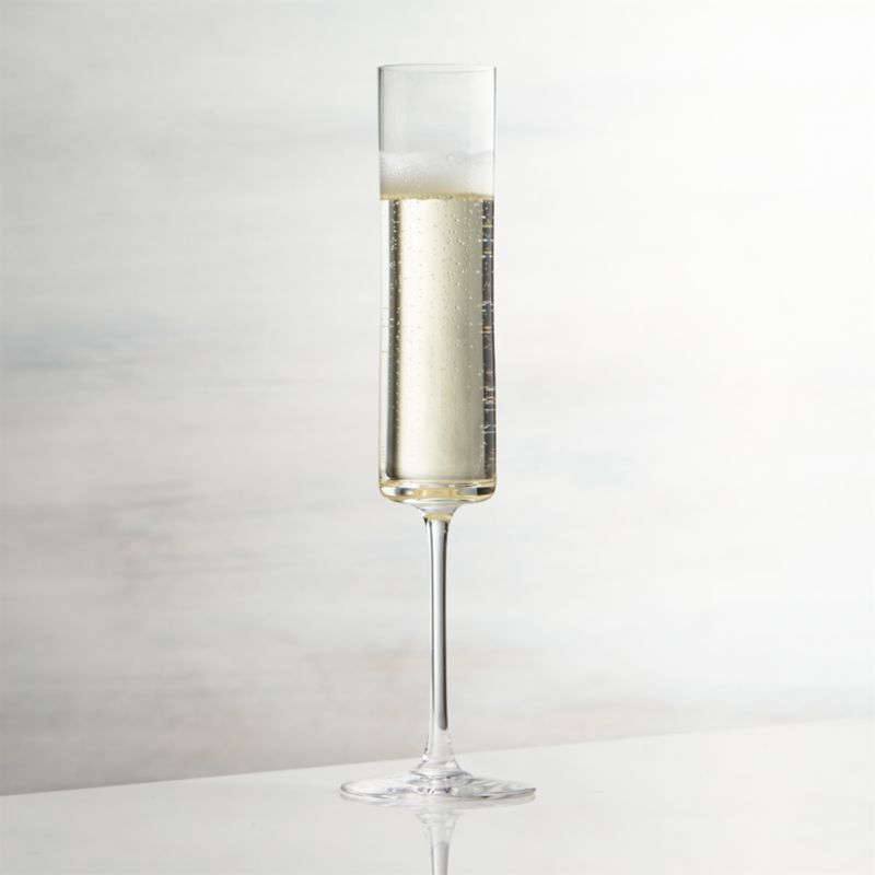 Edge Square Champagne Glass Flute + Reviews | Crate & Barrel