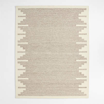 Edge Beige Geometric Wool Kids Area Rug 6x9