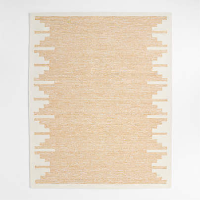 Edge Yellow Geometric Wool Kids Area Rug 6'x9'