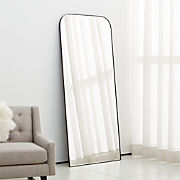 Edge Walnut Arch Rectangle Floor Mirror 32"x76"