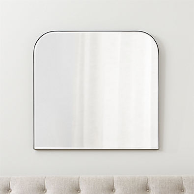 View Edge Black Arch Wall Mirror 36"x34" details