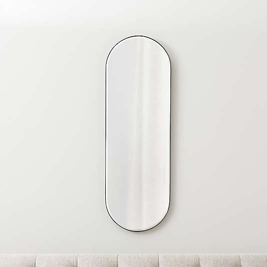Edge Small Black Capsule Wall Mirror 16"x48"