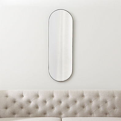 View Edge Small Black Capsule Wall Mirror 16"x48" details