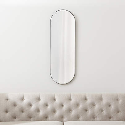 Edge Small Black Capsule Wall Mirror 16"x48"