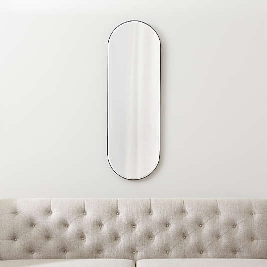 Edge Small Black Capsule Wall Mirror 16"x48"