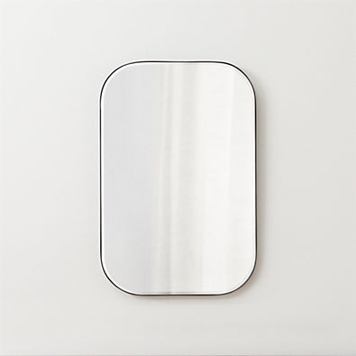 View Edge Black Rounded Rectangle Wall Mirror 36"x24" details