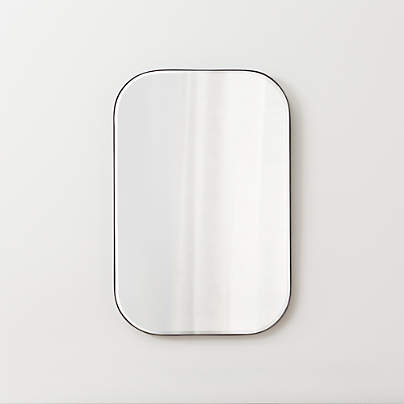 Edge Black Rounded Rectangle Wall Mirror 36"x24"